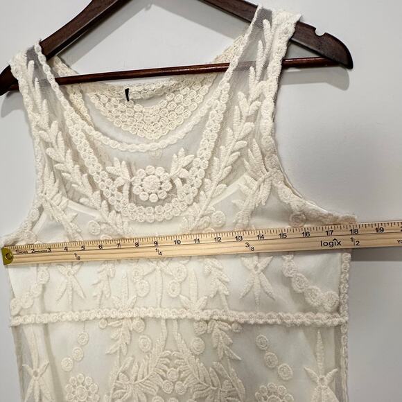 Express Ivory Lace Tank Dress Small S/M Victorian Chic Lined Cotton Knee Length - Picture 6 of 8